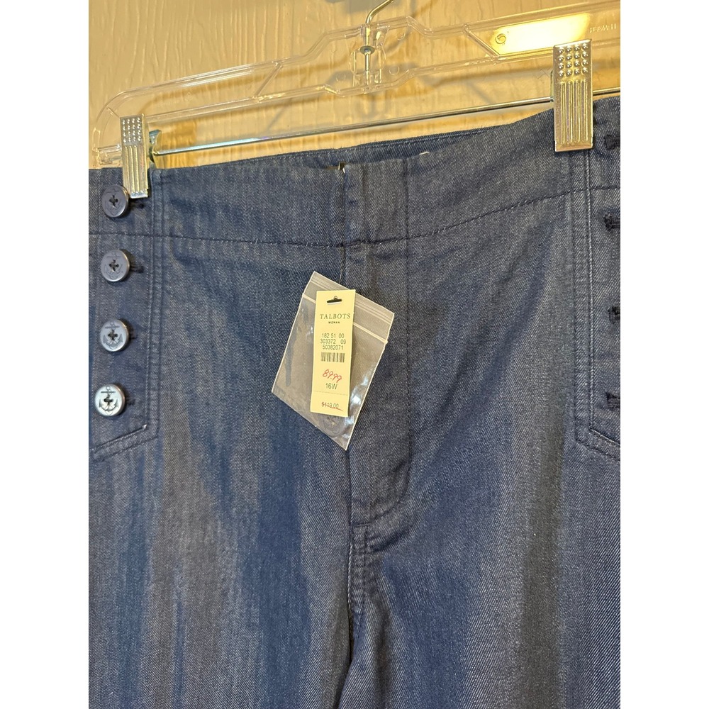 Talbots • NWT Sailor Button Straight Leg Pants Dark Wash Denim Size 16W - Picture 7 of 12